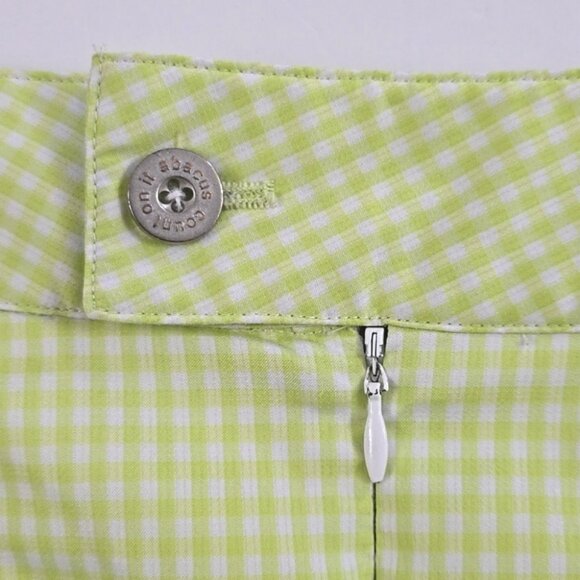 Abacus Women's Skirt Skort Lime Green White Micro Plaid Stretch Size 42/12 Reg - Picture 7 of 16